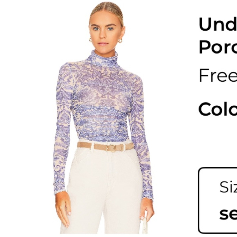 Free People UNDER IT ALL PRINTED BODYSUIT Porcelain Combo Paisley Sheer